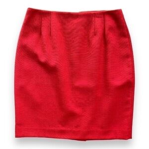 Linda Allard Ellen Tracy Red Wool Pencil Skirt Size 8